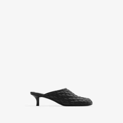 Burberry Embroidered Quilted Mules In Black