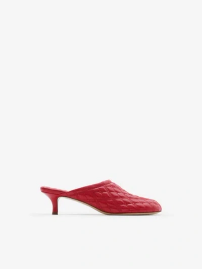 Burberry Ekd Leather Baby Mules In Scarlet