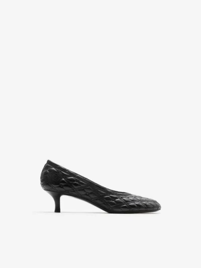 Burberry Ekd Leather Baby Pumps In Black