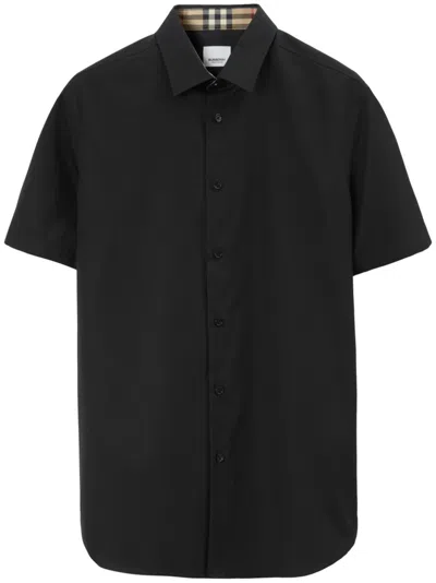Burberry Ekd Logo Cotton Shirt In Black