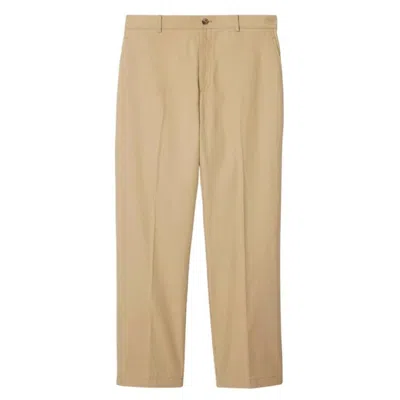 Burberry Ekd Logo Cotton Tailored Trousers In Neutral