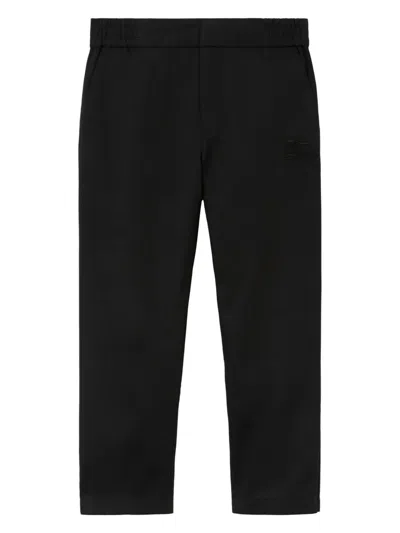 Burberry Ekd-logo Cotton Trousers In Black