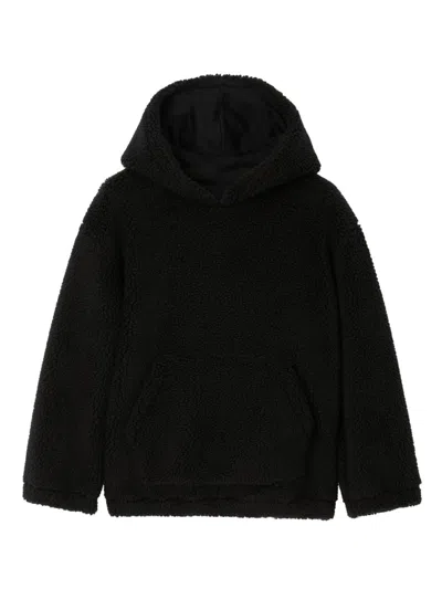 Burberry Kids' Ekd Logo-embroidered Fleece Hoodie In Black