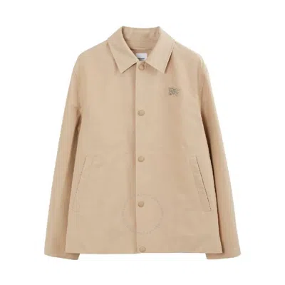 Burberry Ekd Logo Embroidered Shirt Jacket In Nude
