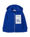 Burberry Ekd Logo-patch Cotton Hoodie In Blue