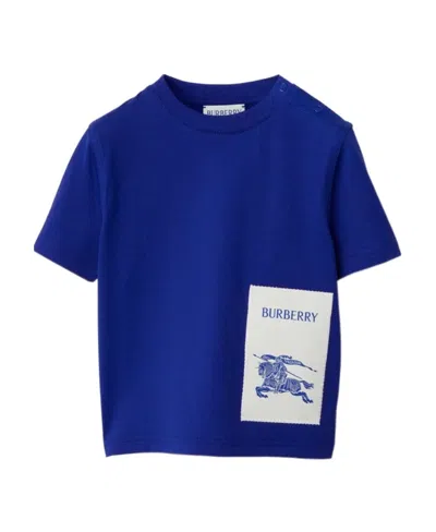 Burberry Ekd Logo-patch Cotton T-shirt In Blue