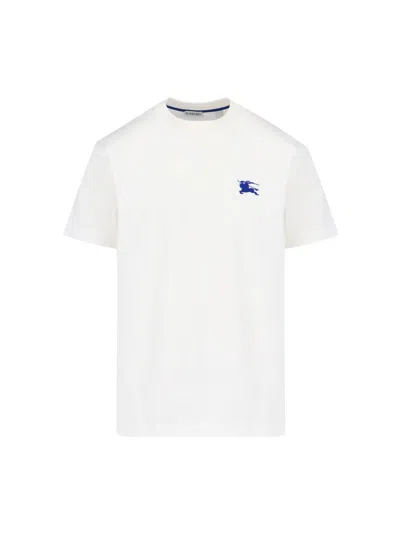 Burberry Ekd-embroidered Cotton T-shirt In White