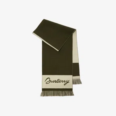 Burberry Ekd Logo Wool Scarf In Loch