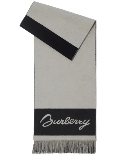 Burberry Ekd Logo Wool Scarf In Neutrals