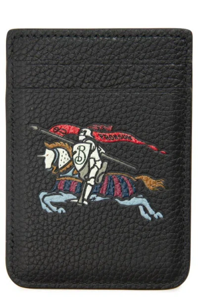 Burberry Ekd Magsafe Leather Card Case In Black