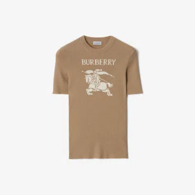 Burberry Ekd Metallic Wool Blend Top In Brown