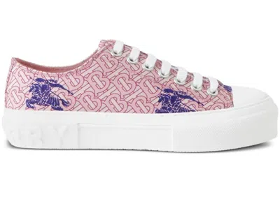 Pre-owned Burberry Ekd Monogram Pattern Flatform (women's) Sneakers In Pink