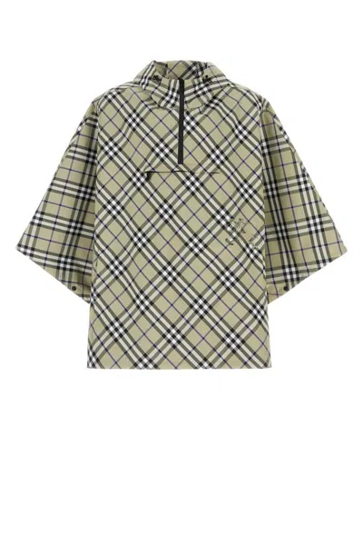 Burberry Ekd Motif Checked Hooded Poncho In Multi