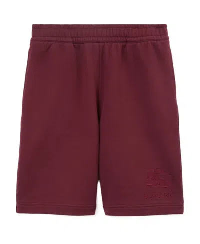Burberry Ekd Motif Cotton Shorts In Deep Crimson