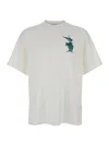Burberry White T-shirt With Equestrian Knight Logo Print On The Front In Cotton Man In Bianco