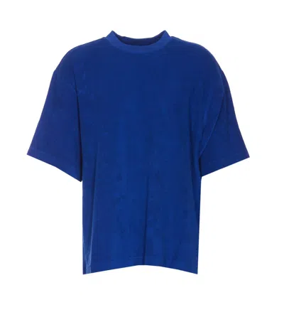 Burberry Ekd-motif Crewneck Towelling T-shirt In Blu