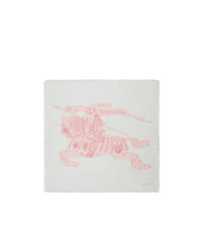 Burberry Ekd-motif Fringed Scarf In White