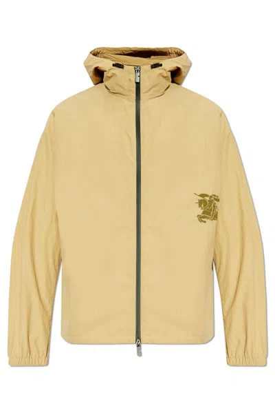 Burberry Ekd Motif Lightweight Hooded Jacket In Beige