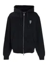 Burberry Thistle Logo Cotton Blend Zip Hoodie In Black