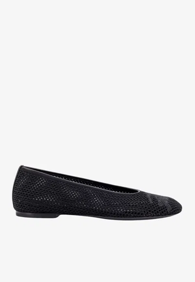 Burberry Ekd Openwork Ballet Flats In Black
