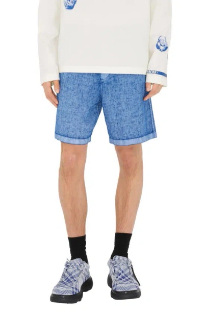 Burberry Equestrian Knight Applique Linen Shorts