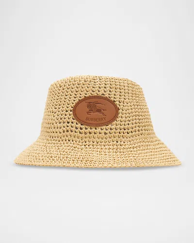 Burberry Ekd Patch Crochet Bucket Hat In Brown
