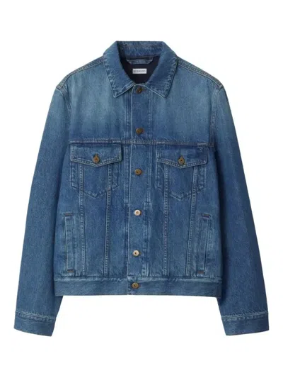 BURBERRY EKD-PATCH DENIM JACKET - MEN'S - LAMB SUEDE/COTTON/POLYESTER/CALF LEATHERCOTTON