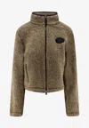 Burberry Ekd Patch Faux Fur Zip-up Jacket In Brown