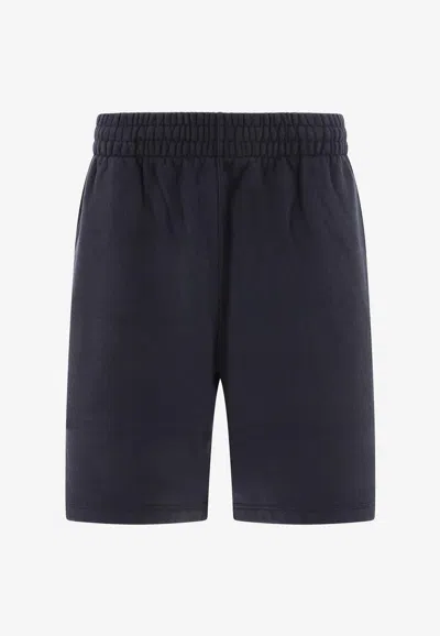 Burberry Classic Cotton Shorts With Elastic Waistband In Blue