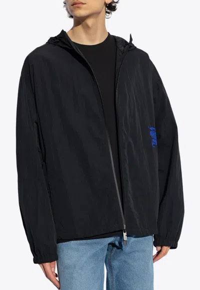 Burberry Ekd Patch Windbreaker Jacket In Black