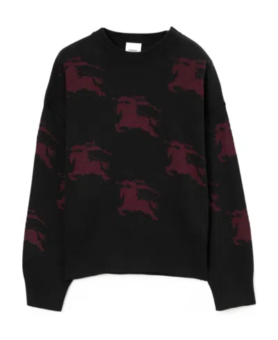 Burberry Ekd Patterned Jacquard Jumper In Black