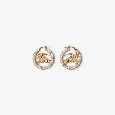 Burberry Ekd Pavé Hoop Earrings In Gold/clear