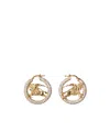 Burberry Ekd Pavé Hoop Earrings In Gold/clear