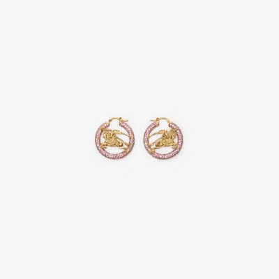 Burberry Ekd Pavé Hoop Earrings In Gold