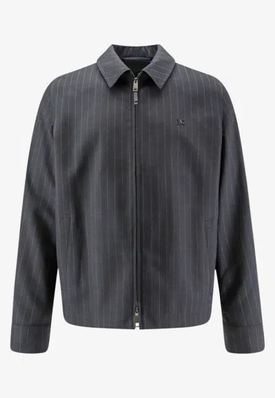 Burberry Ekd Pinstripe Zip Jacket In Gray