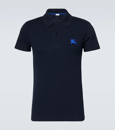 Burberry Ekd Cotton Polo Shirt In Navy