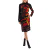 Burberry Ekd Print Belted Silk Midi Shirt Dress In Red