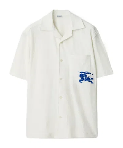 Burberry Ekd-print Cotton Shirt In White