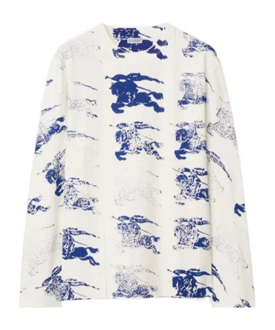 BURBERRY BURBERRY ALLOVER LOGO PRINTED LONG SLEEVED T-SHIRT