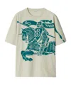 Burberry Mens Brand-print Crew-neck Relaxed-fit Cotton-jersey T-shirt Plaster In White