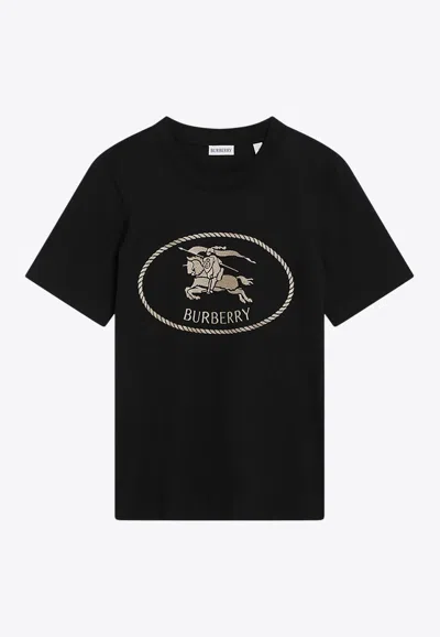 Burberry Black T-shirt With Equestrian Knight Design