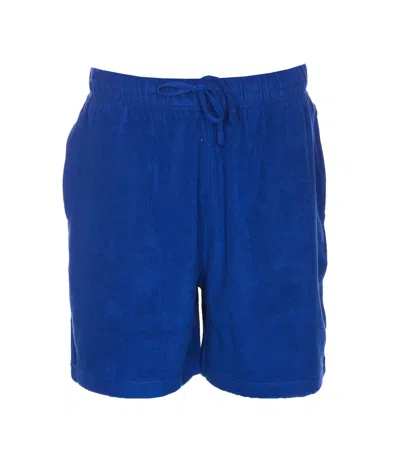 Burberry Cotton Towelling Shorts In Blue