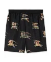 Burberry Ekd-print Elasticated Silk Shorts In Black
