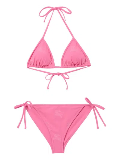 Burberry Ekd-print Tie-fastening Bikini In Pink
