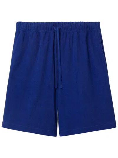 Burberry Ekd-print Towelled Shorts In Blue