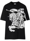 Burberry Black T-shirt With Contrasting Equestrian Knight Print In Cotton Man In Black