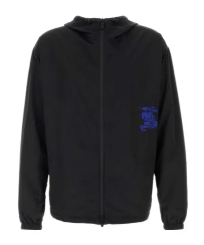 Burberry Ekd Printed Zipped Hoodie In Black