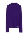 Burberry Equestrian Knight Logo Wool Blend Sweater In Purple