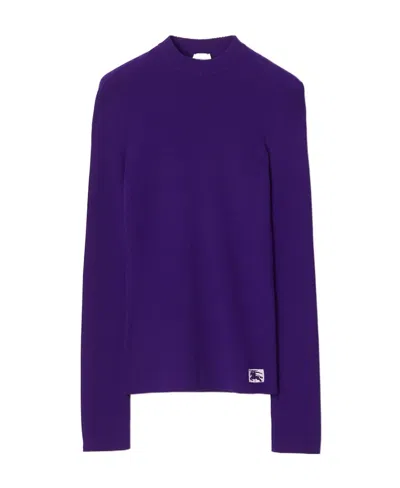 Burberry Equestrian Knight Logo Wool Blend Sweater In Royal