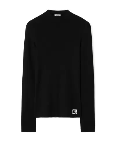 BURBERRY BURBERRY LOGO PATCH RIBBED-KNIT JUMPER